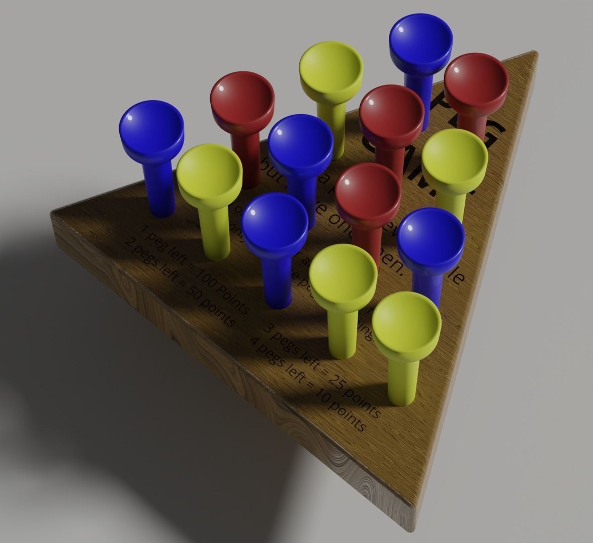 Wood Triangle Peg Game 3D model_4