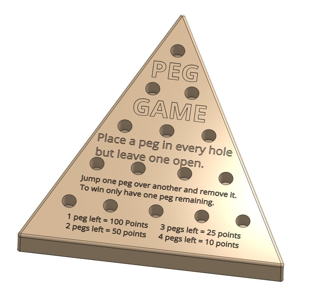 Wood Triangle Peg Game 3D model_13