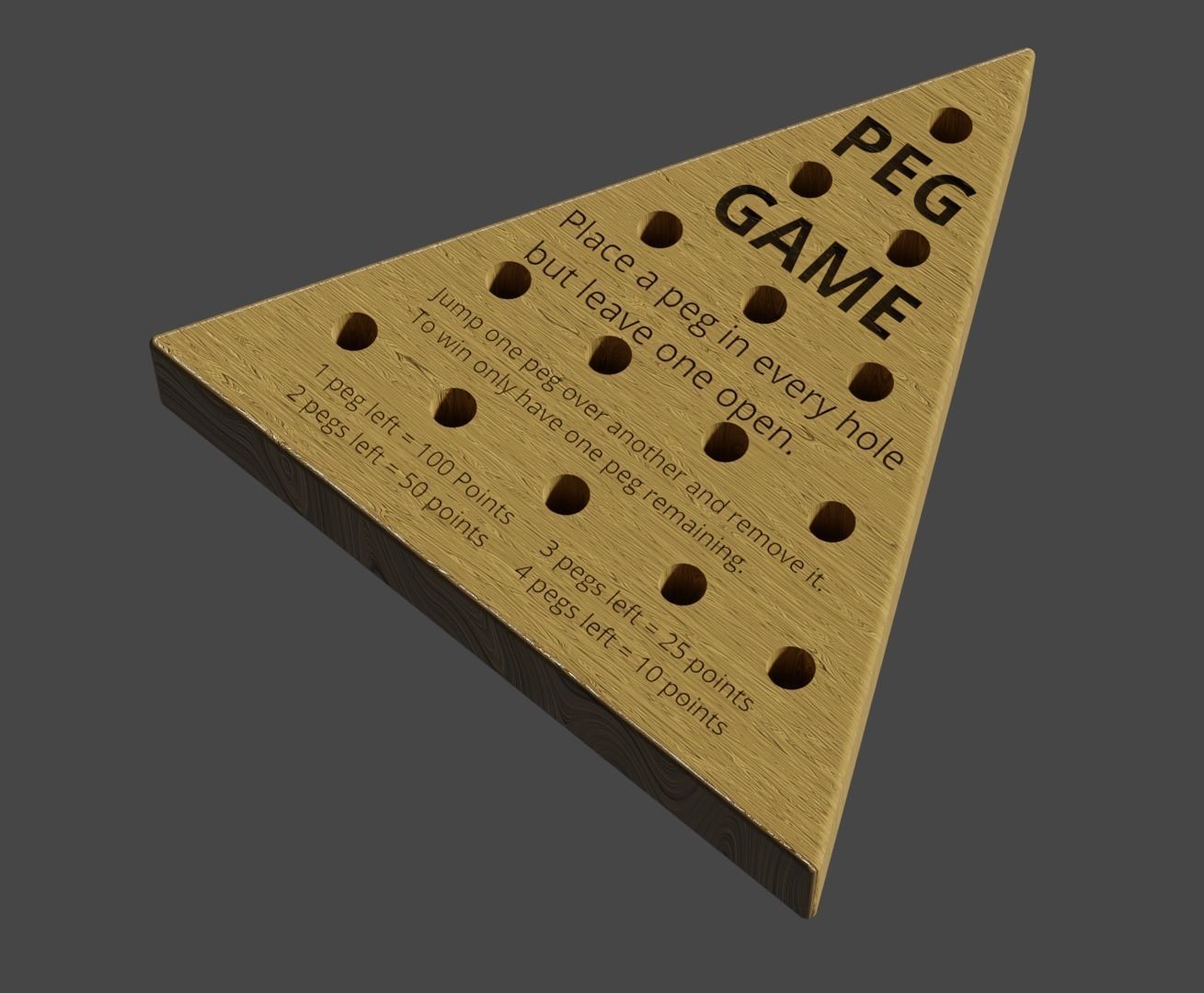 Wood Triangle Peg Game 3D model_2