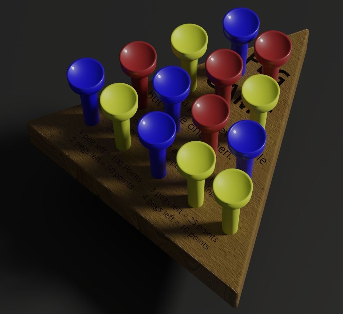 Wood Triangle Peg Game 3D model_5