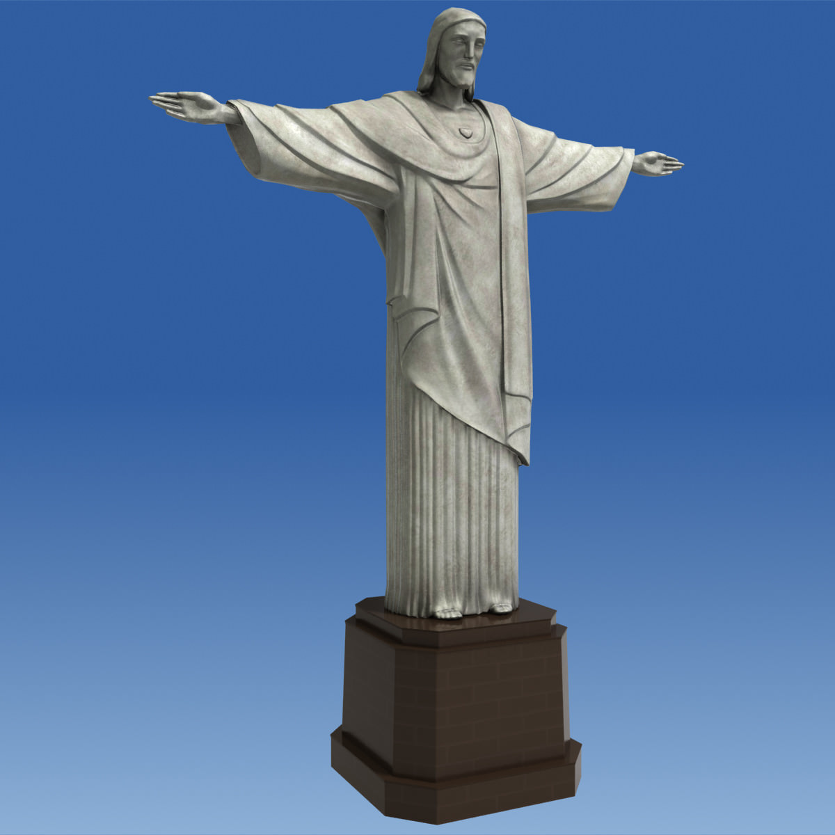 Christ Redeemer statue Low-poly 3D model_1
