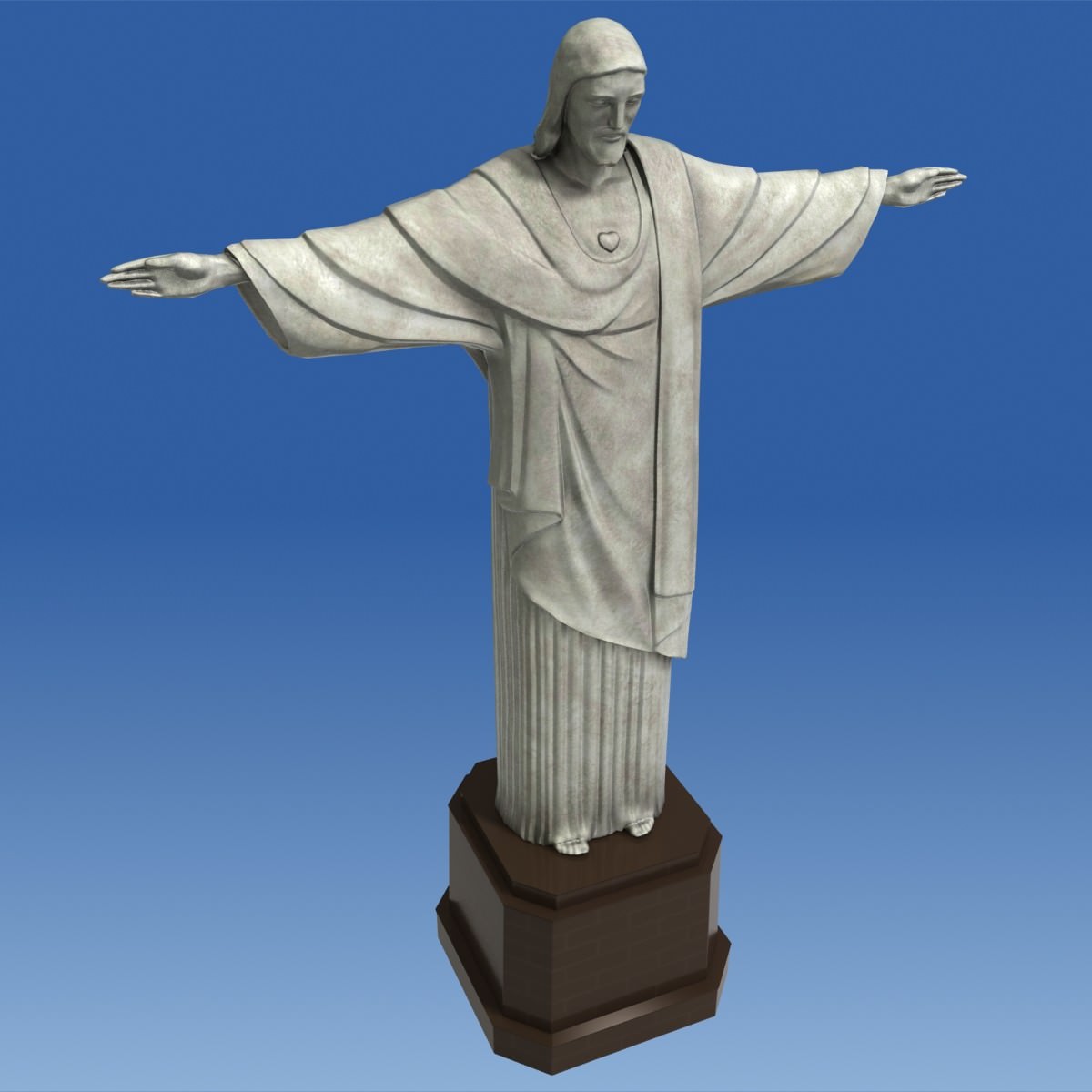 Christ Redeemer statue Low-poly 3D model_5