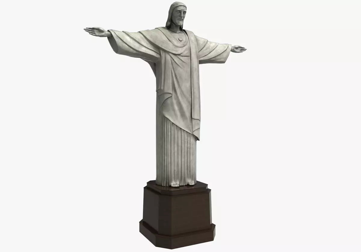 Christ Redeemer statue Low-poly 3D model_0