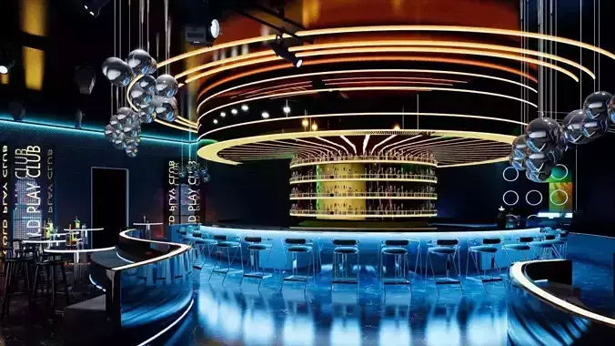 Modern luxury bar restaurant night club Interior Design 