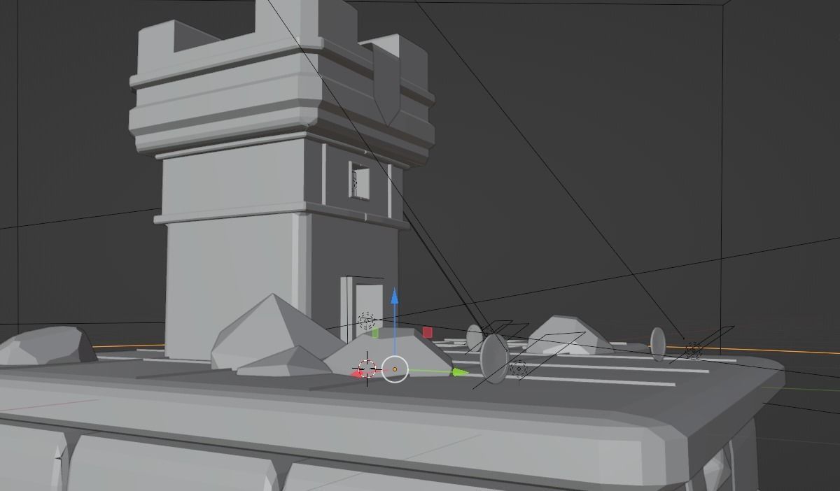 low poly castle with cool blue lighting Low-poly 3D model_4