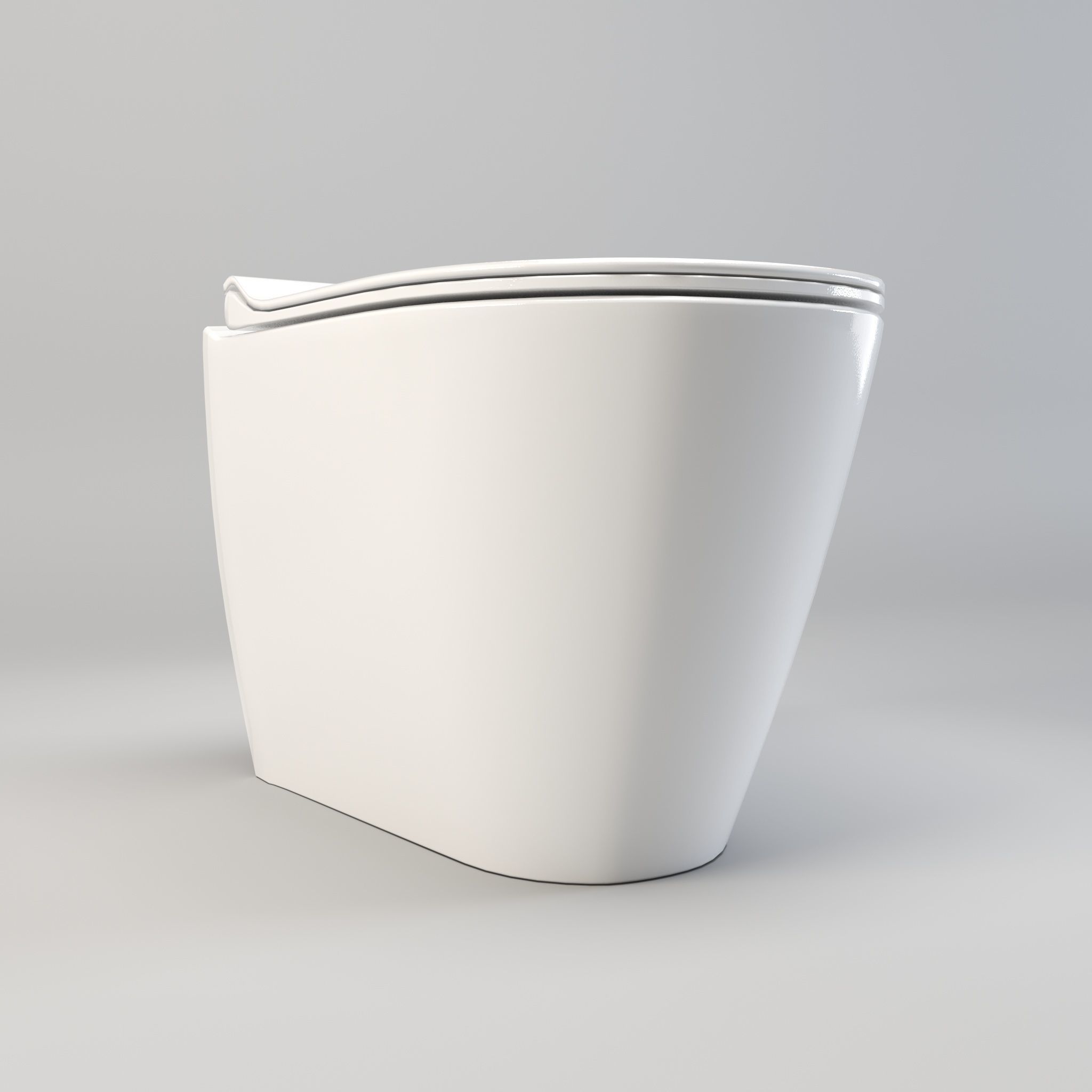 Ceramic wall hung standard toilet seat Low-poly 3D model_4