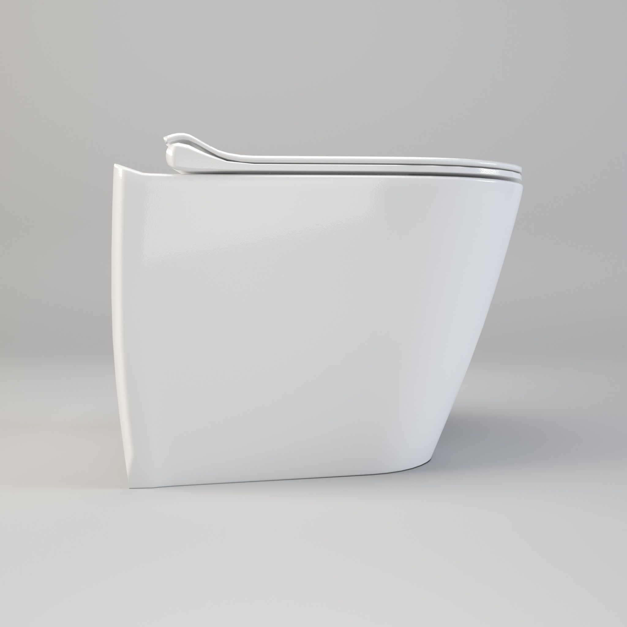 Ceramic wall hung standard toilet seat Low-poly 3D model_2