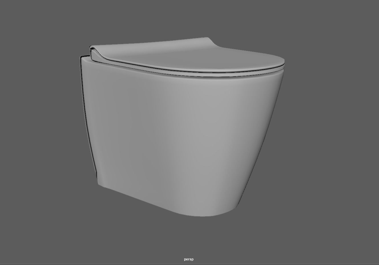 Ceramic wall hung standard toilet seat Low-poly 3D model_7