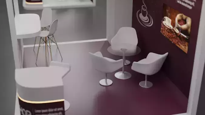 three  dimension 3d  food stall together 3D model