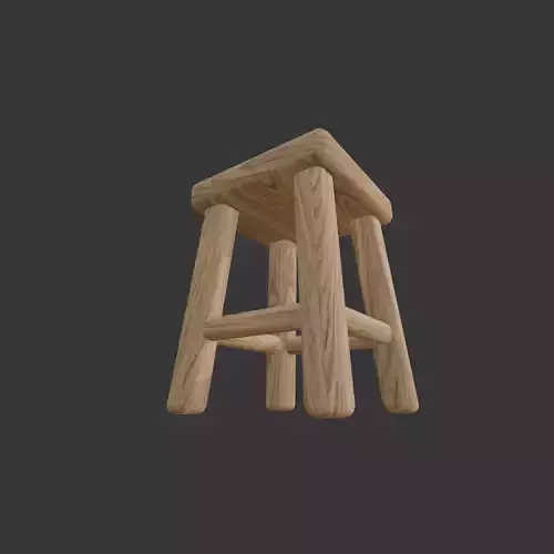 Wooden Stool 3D Model Low-poly 3D model