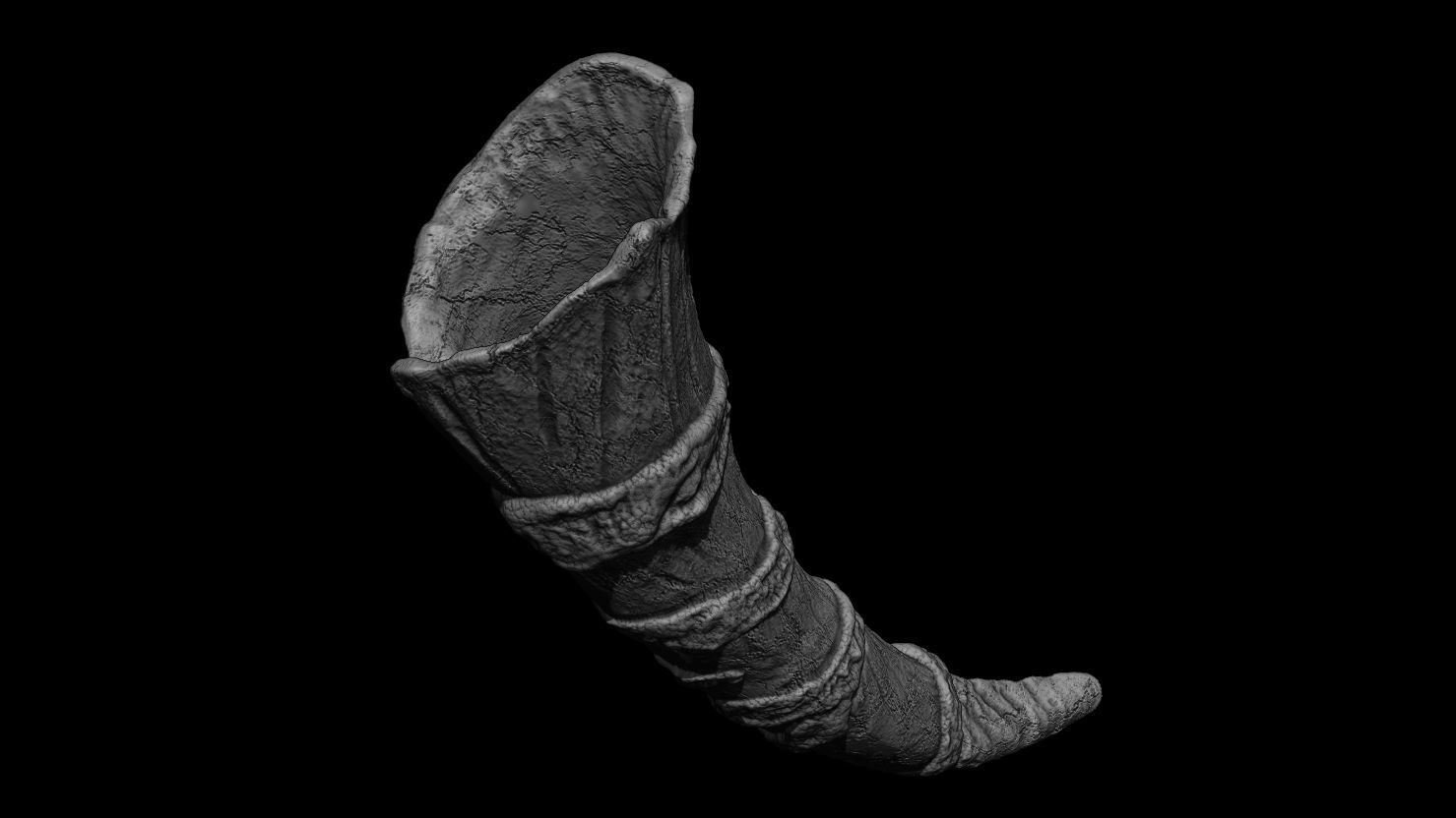 3D PRINTABLE ANCIENT CEREMONIAL HORN PROP 3D print model_3