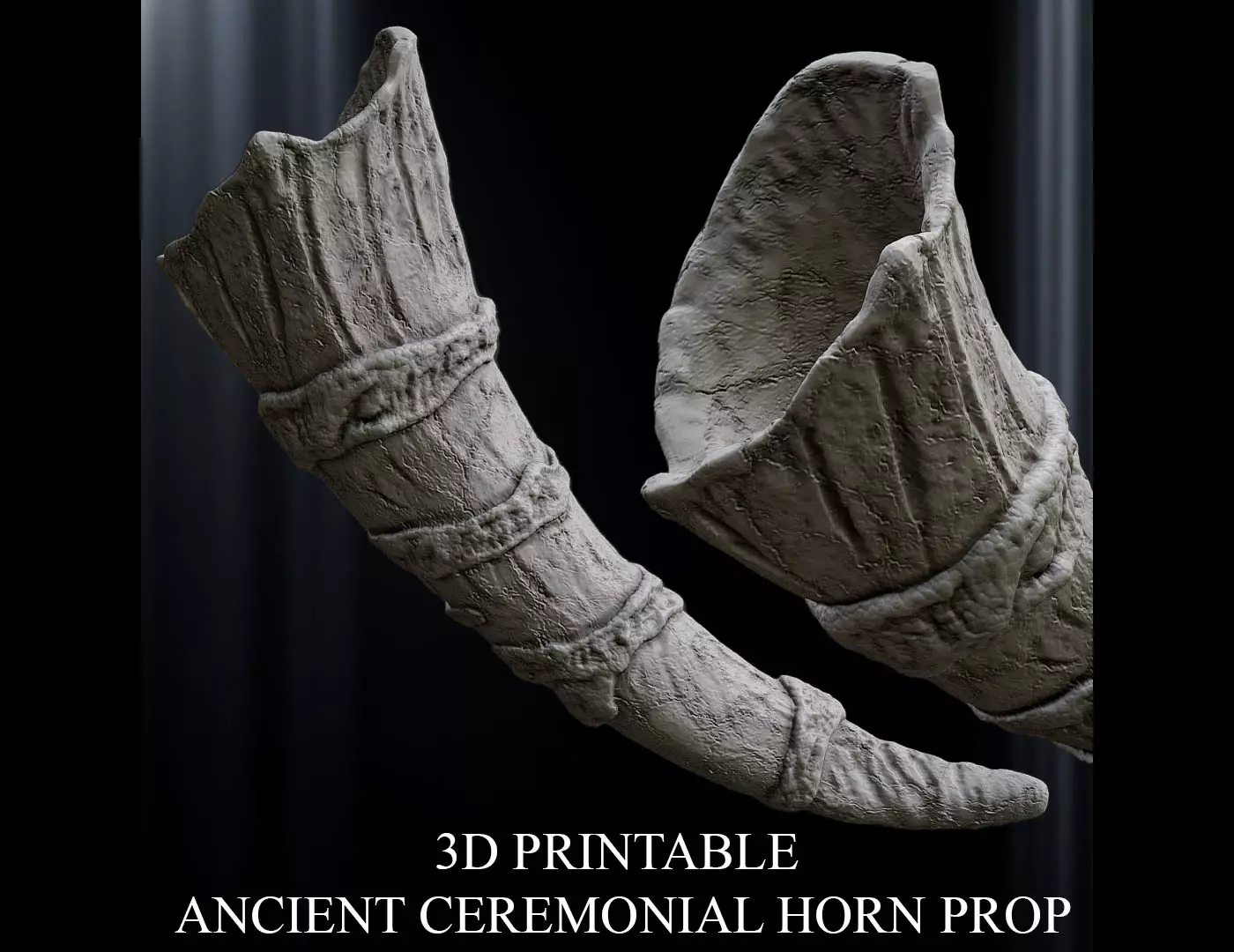 3D PRINTABLE ANCIENT CEREMONIAL HORN PROP 3D print model_0
