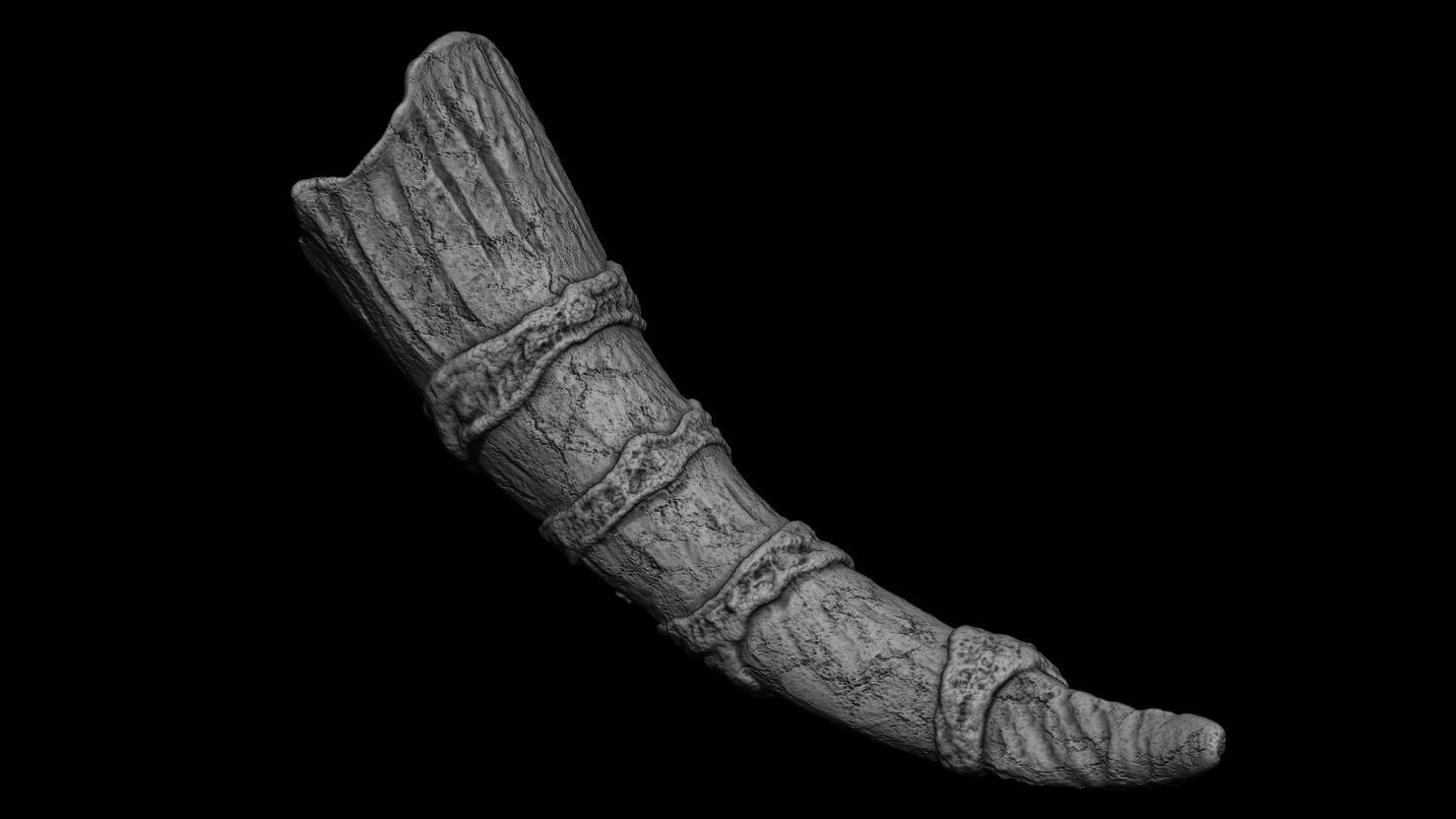 3D PRINTABLE ANCIENT CEREMONIAL HORN PROP 3D print model_2