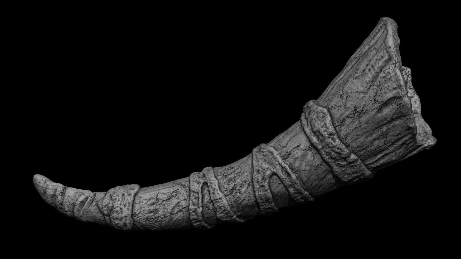 3D PRINTABLE ANCIENT CEREMONIAL HORN PROP 3D print model_5