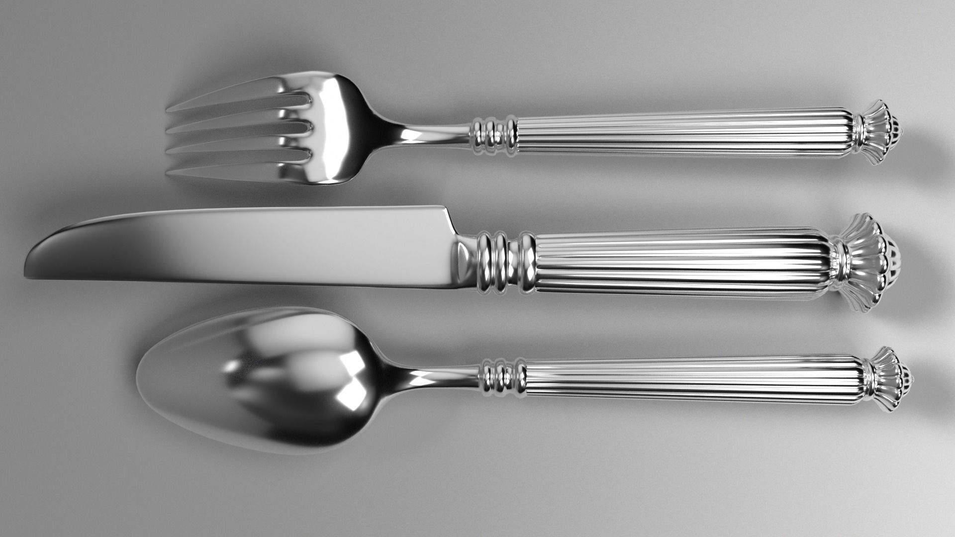 Spoon fork knife 3D model_3