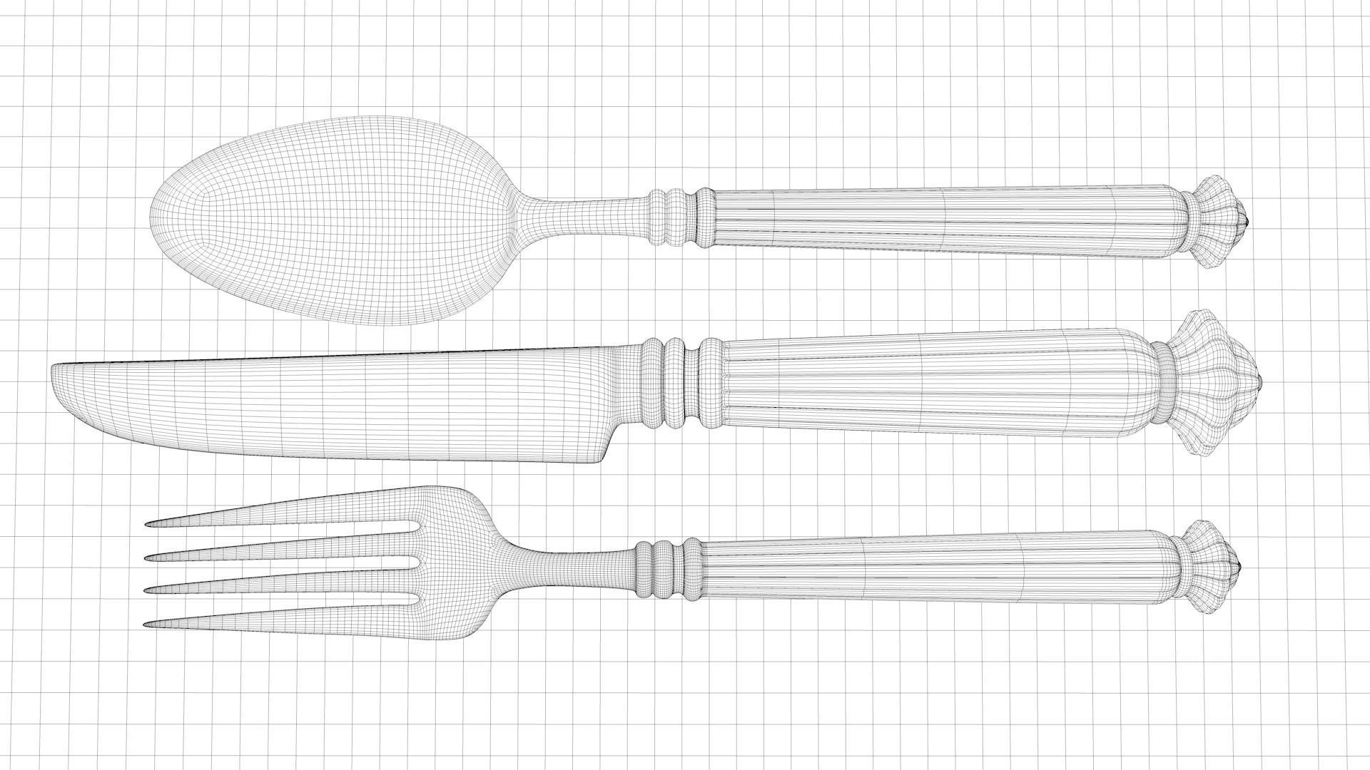 Spoon fork knife 3D model_4