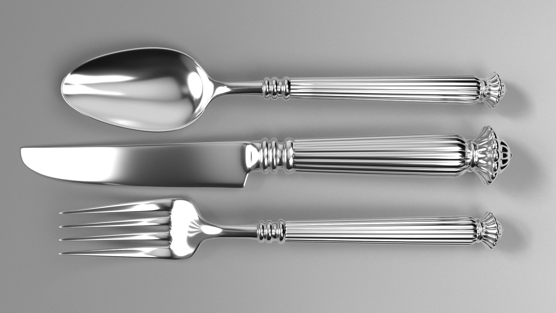 Spoon fork knife 3D model_2