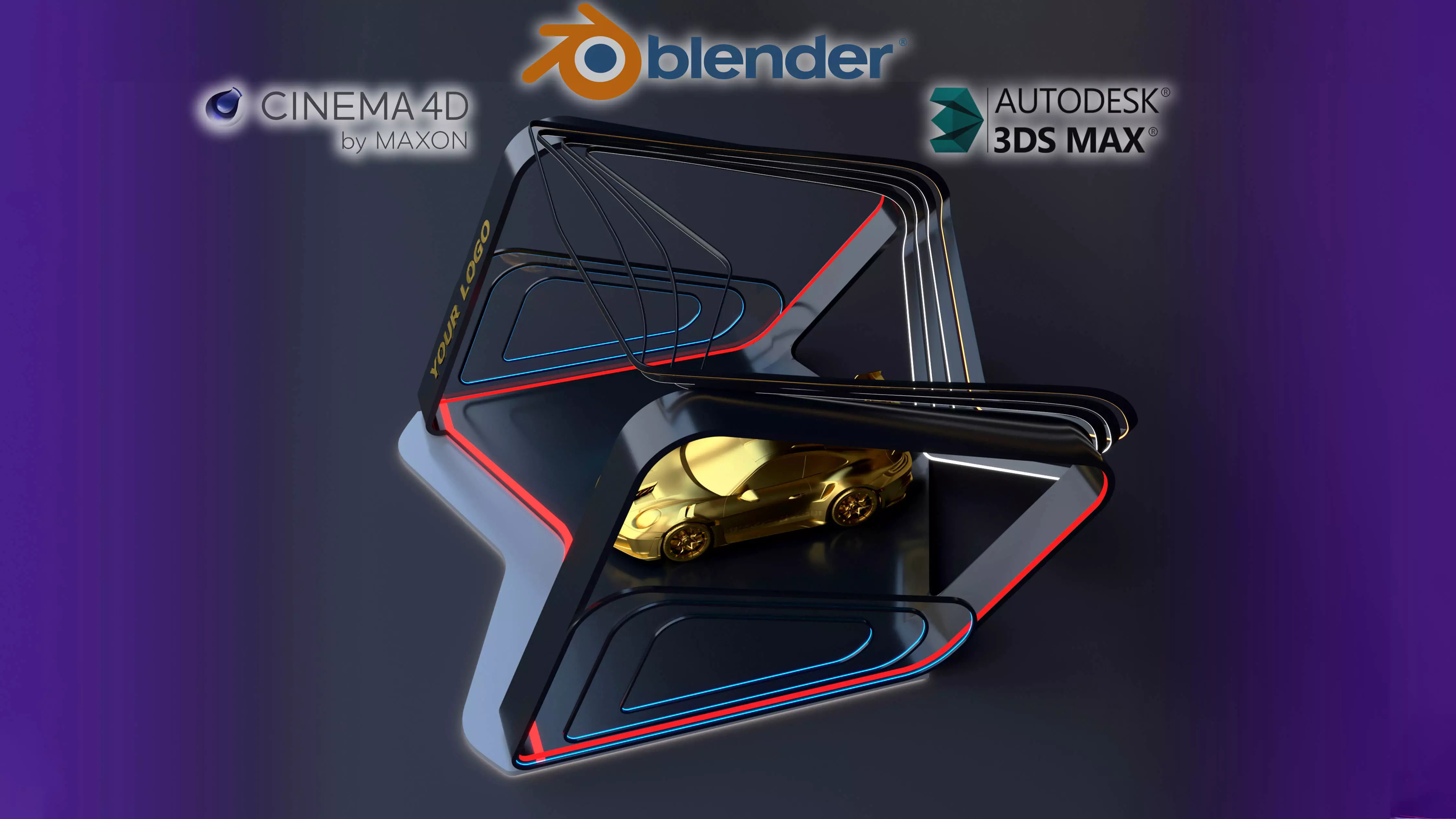 Car Exhibition Stand Design 3d model low-poly Low-poly 3D model_0