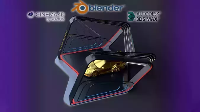 Car Exhibition Stand Design 3d model low-poly Low-poly 3D model