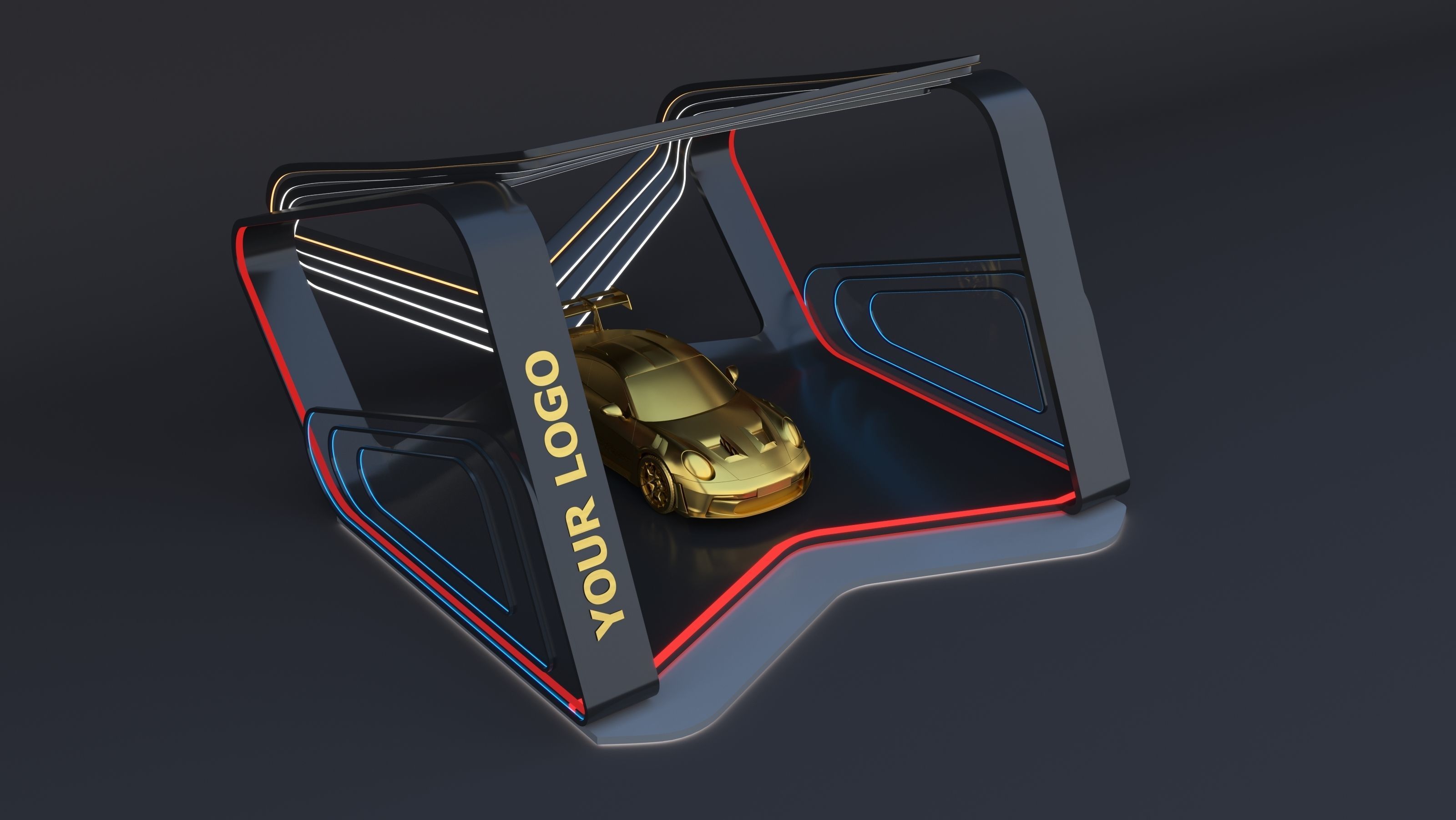 Car Exhibition Stand Design 3d model low-poly Low-poly 3D model_2