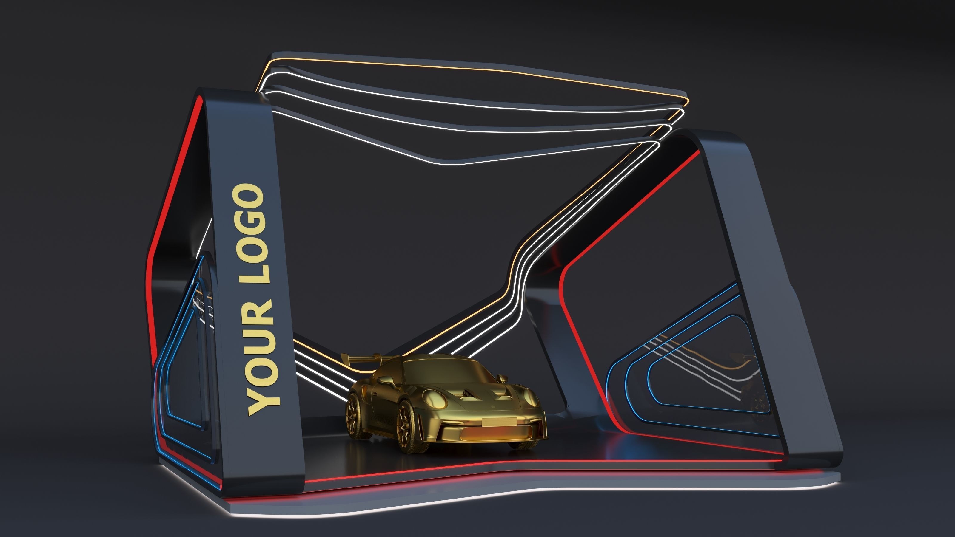 Car Exhibition Stand Design 3d model low-poly Low-poly 3D model_6