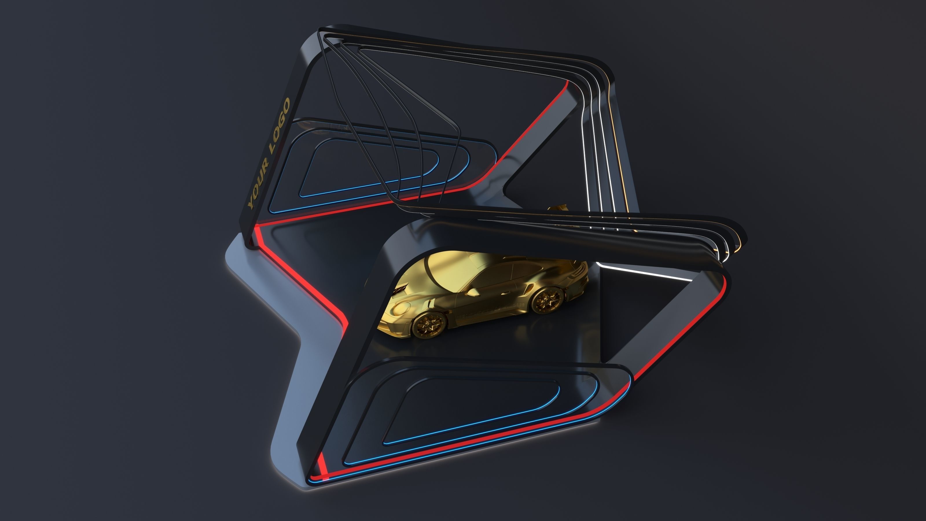 Car Exhibition Stand Design 3d model low-poly Low-poly 3D model_5