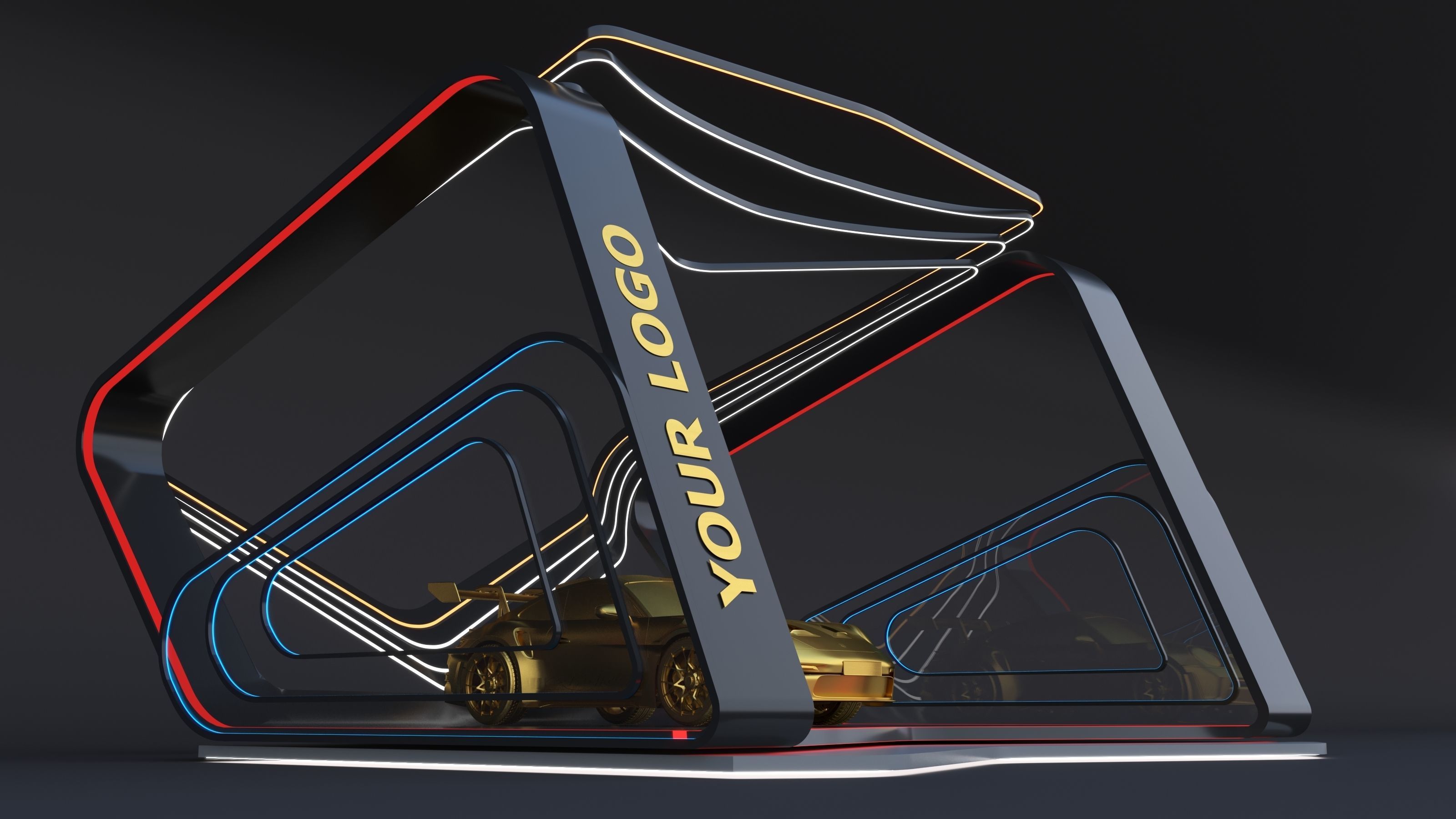 Car Exhibition Stand Design 3d model low-poly Low-poly 3D model_1