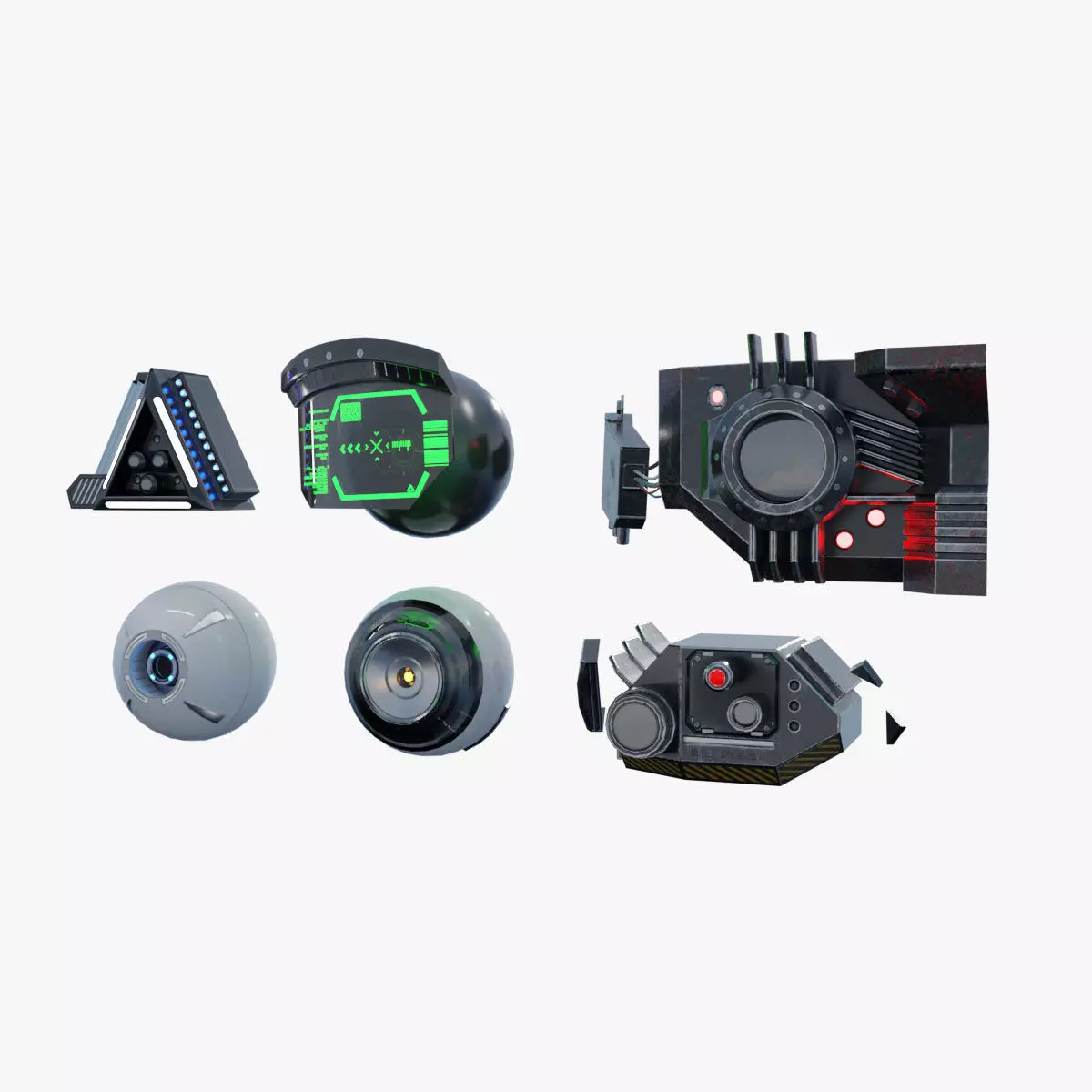 Cybernetic eyes pack Low-poly 3D model_0