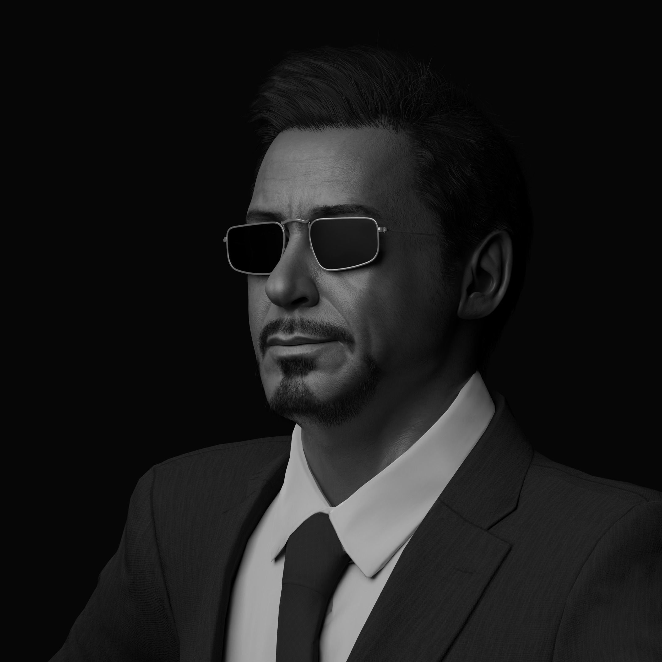 Robert Downey Jr - Iron Man Realistic Portrait 3D model 3D model_14