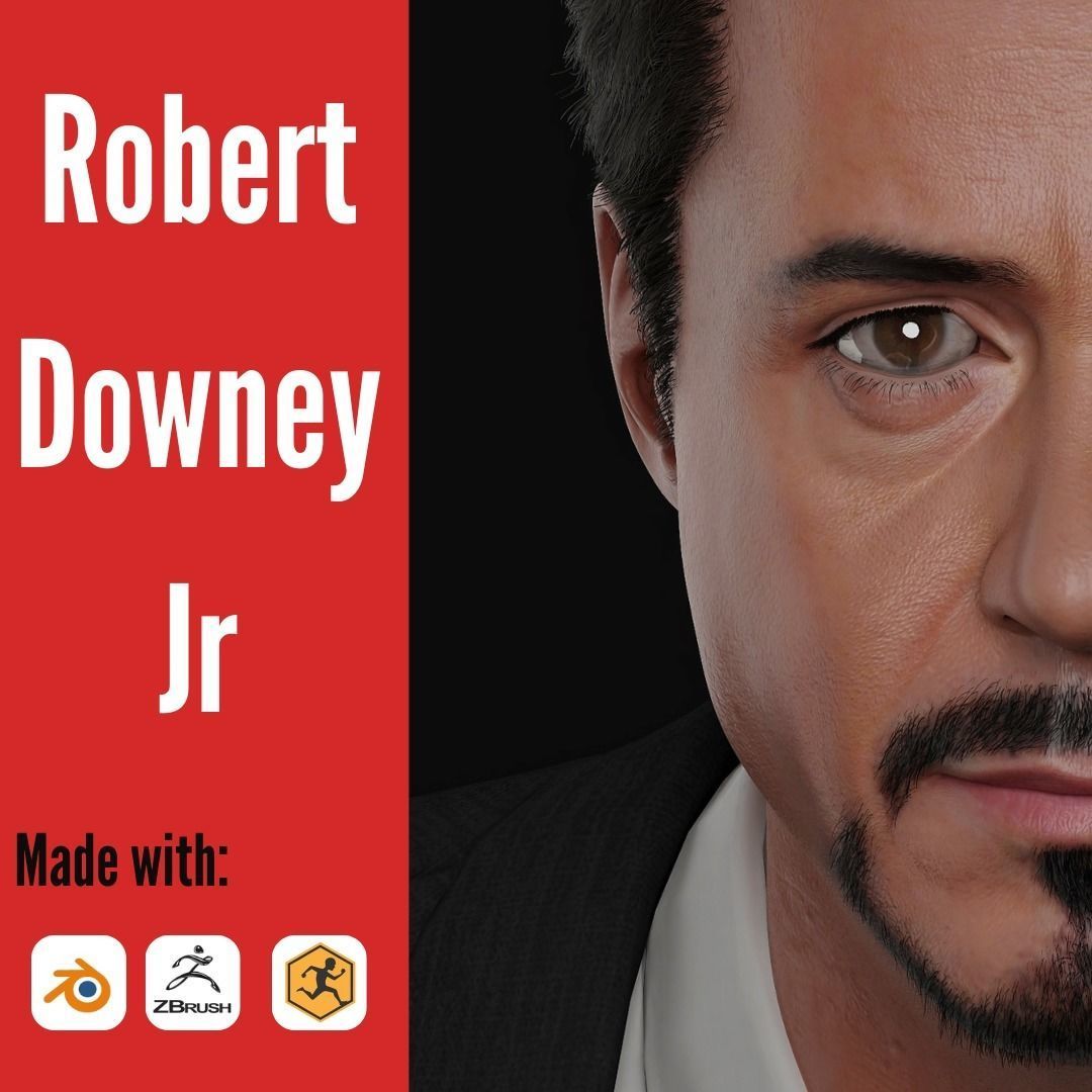 Robert Downey Jr - Iron Man Realistic Portrait 3D model 3D model_3