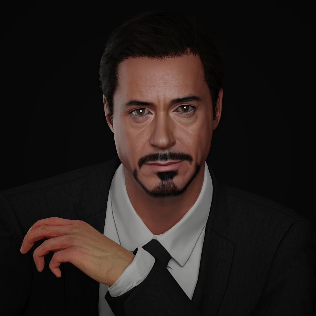 Robert Downey Jr - Iron Man Realistic Portrait 3D model 3D model_6
