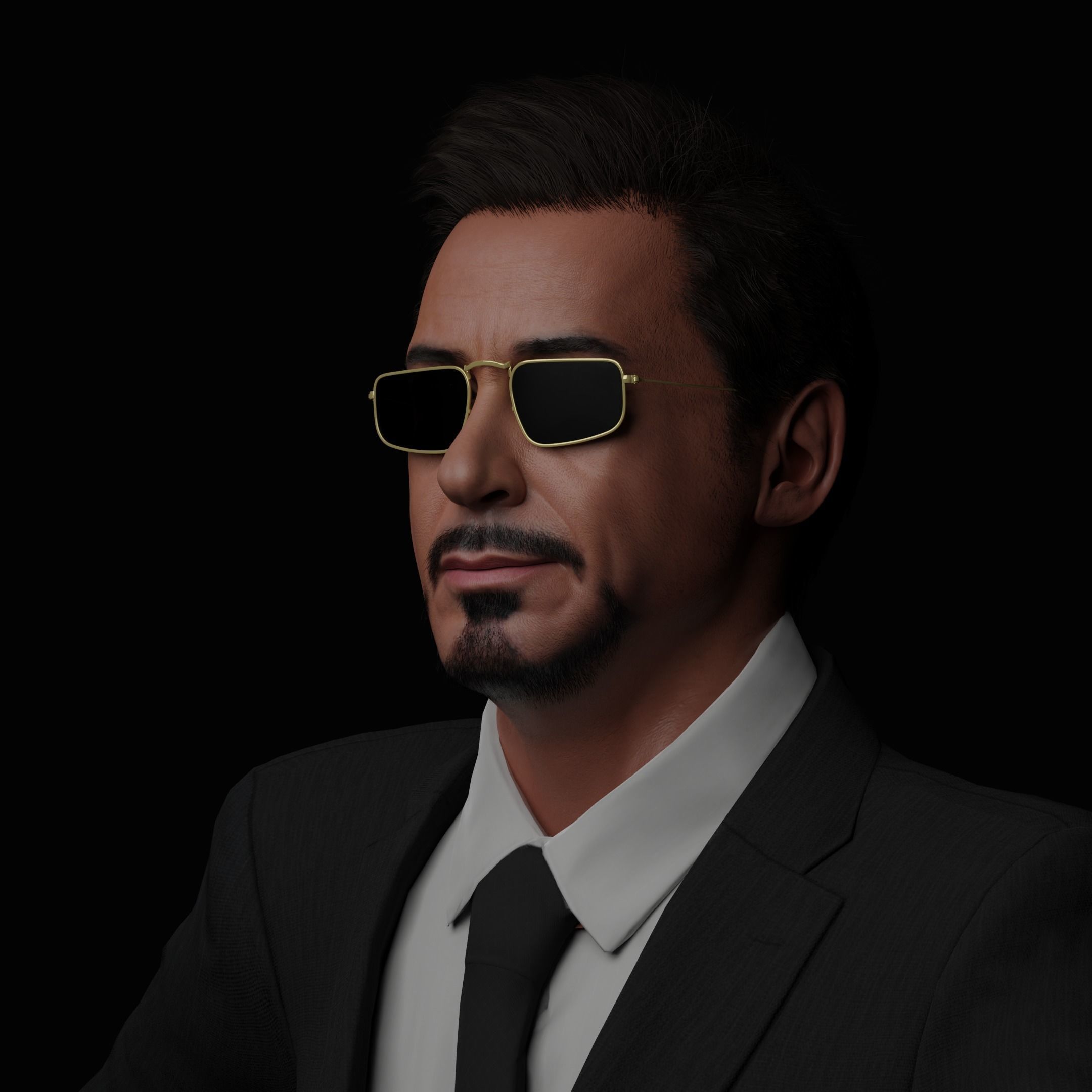 Robert Downey Jr - Iron Man Realistic Portrait 3D model 3D model_13