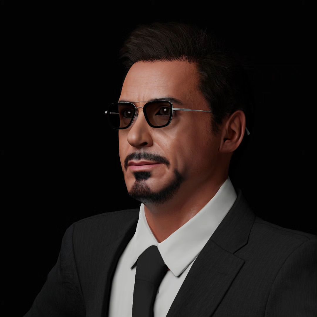 Robert Downey Jr - Iron Man Realistic Portrait 3D model 3D model_4