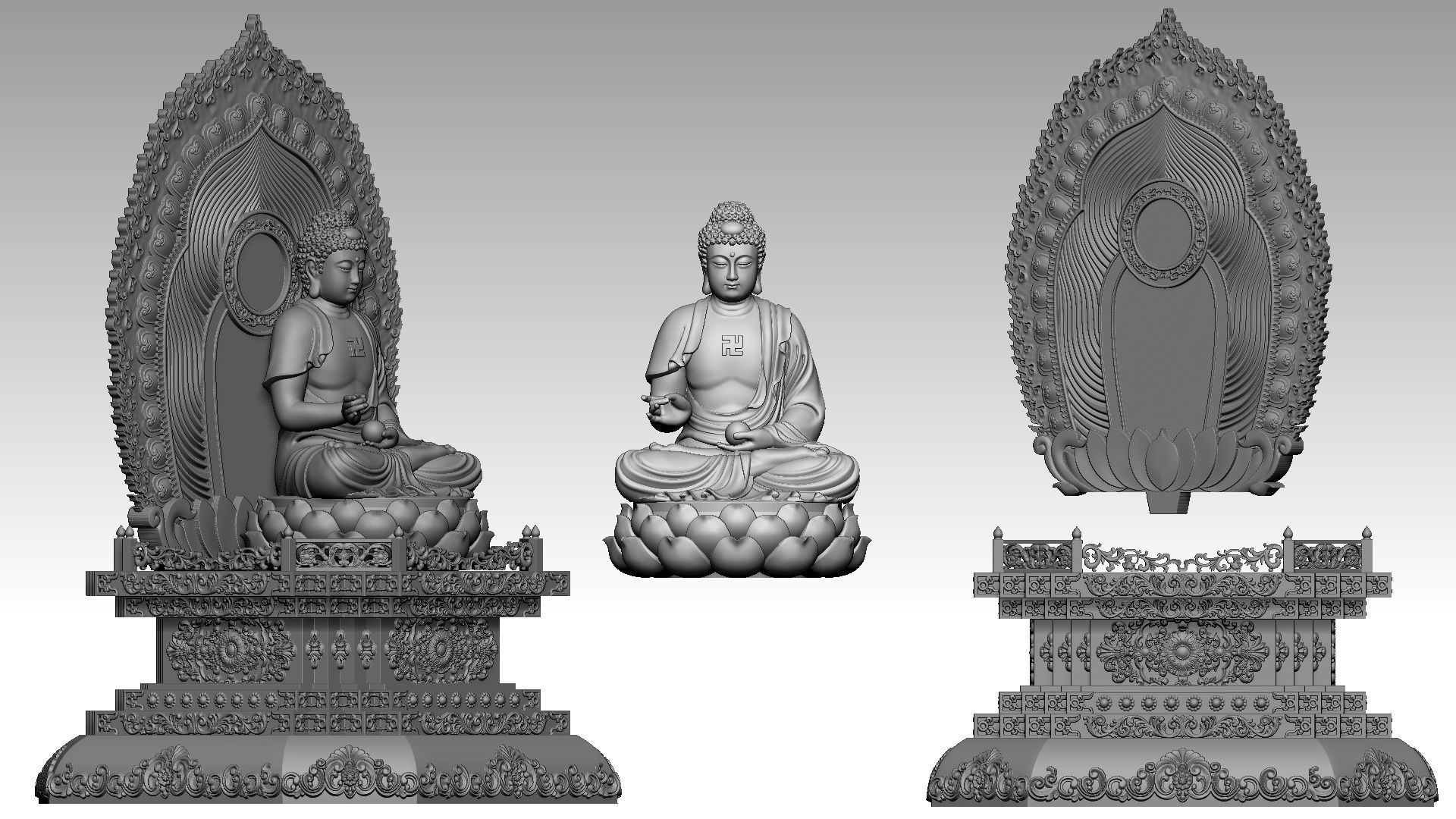 Amitabha Buddha  14 3D print model_6