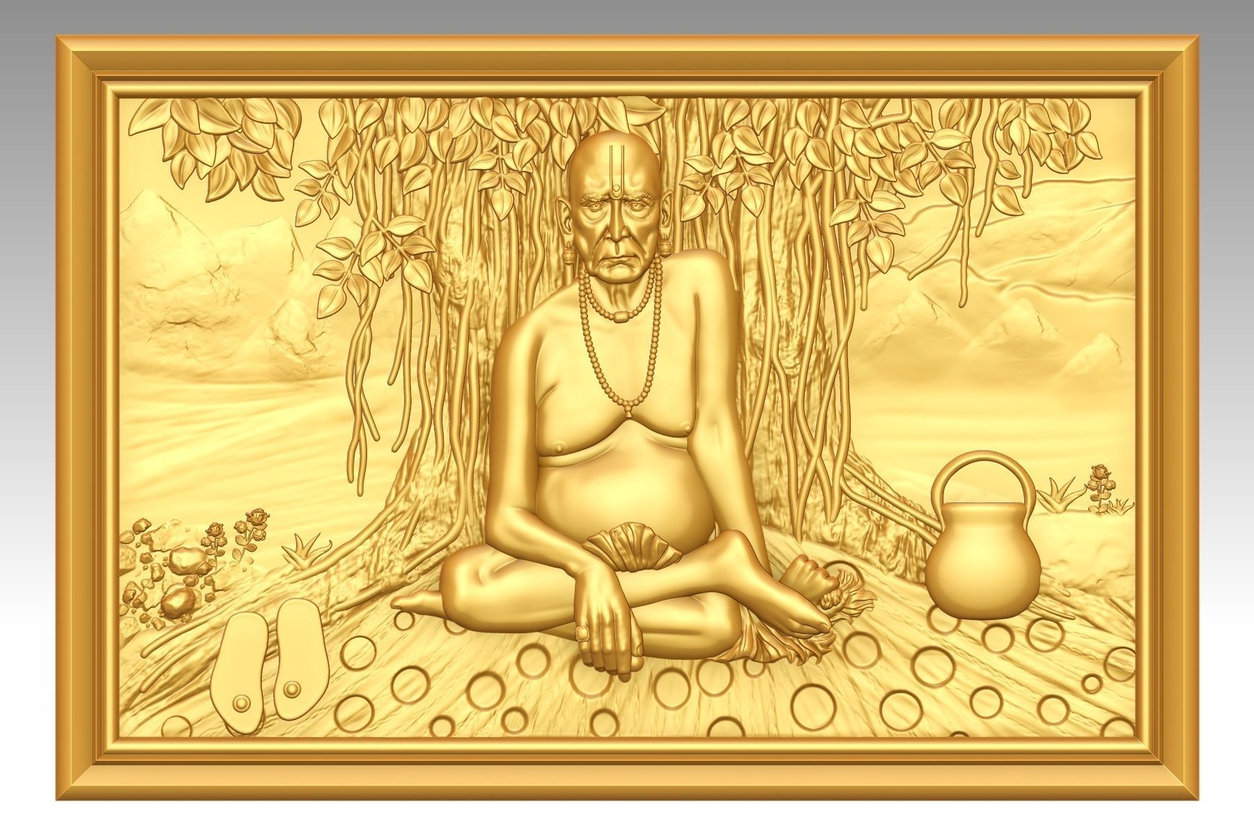 Swami-Samarth- Wall Panel Bass-Relief CNC 3D model_1