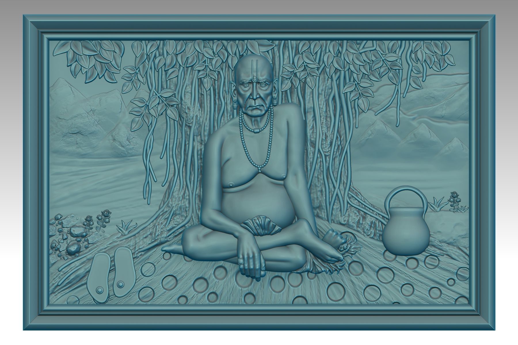 Swami-Samarth- Wall Panel Bass-Relief CNC 3D model_2