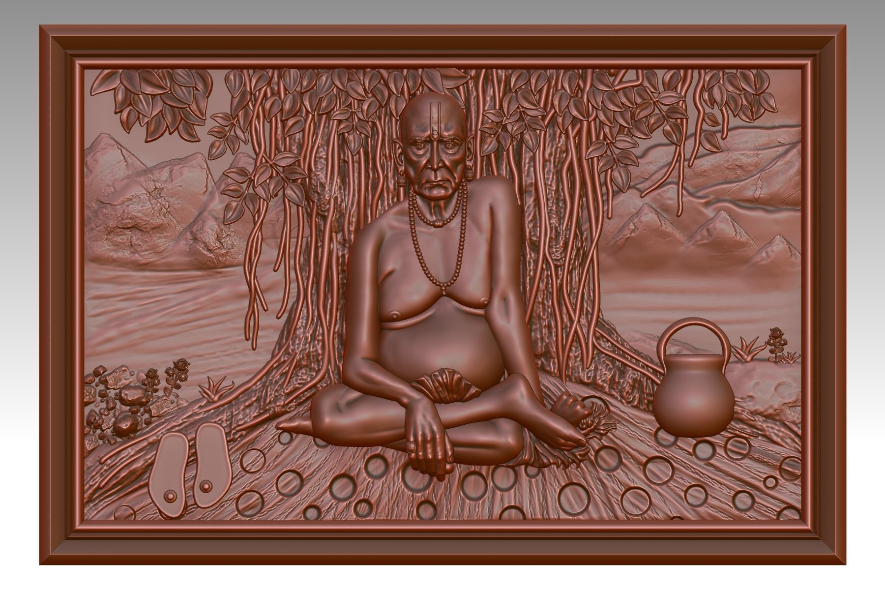 Swami-Samarth- Wall Panel Bass-Relief CNC 3D model_3