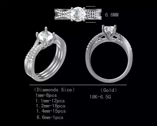 fancy engagement diamond ring 3D model
