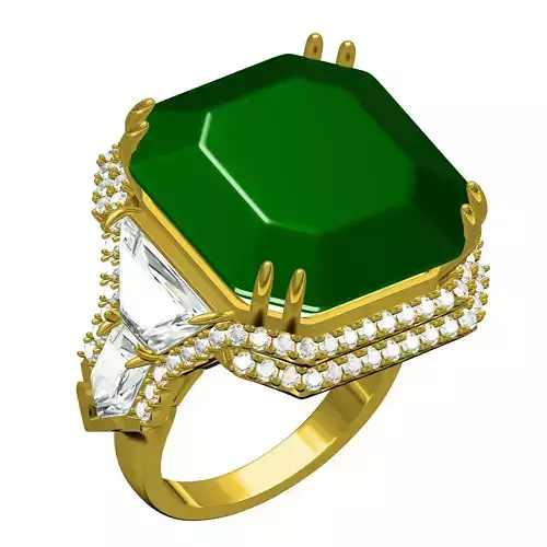 Antique Huge Stone V-Cut Setting Cocktail Ring