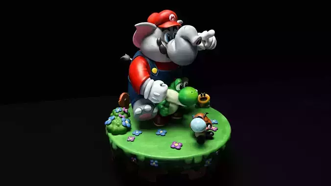 Elephant Mario 3D print model
