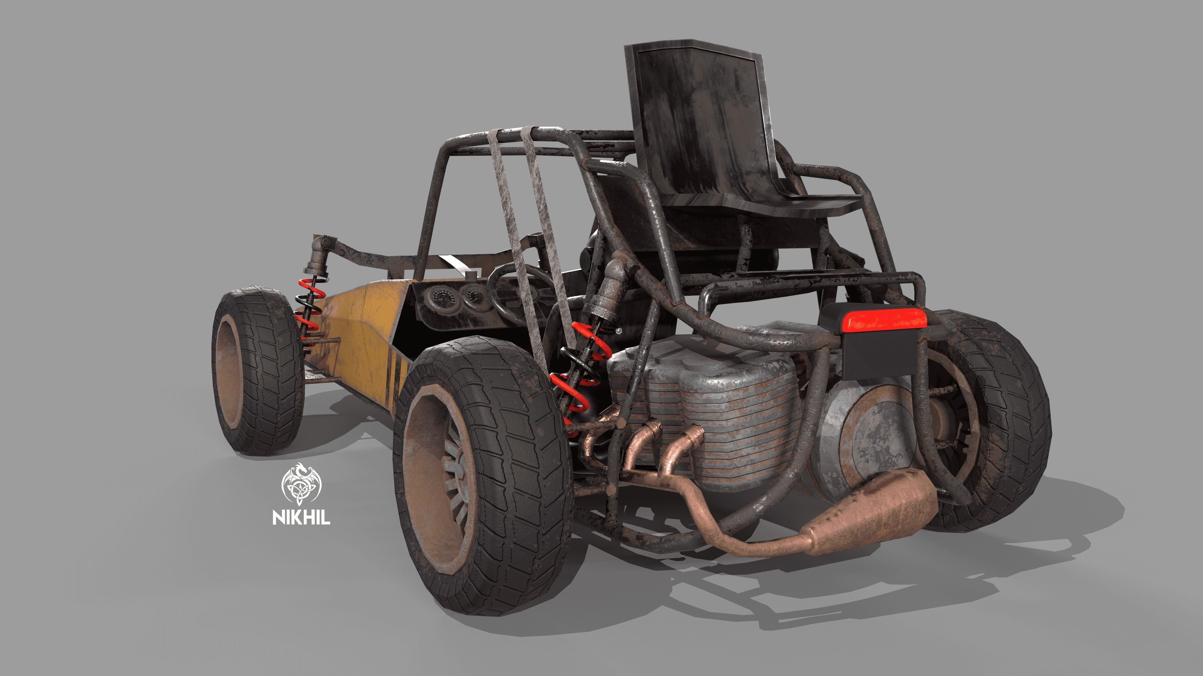 Buggy game ready asset Low-poly 3D model_4