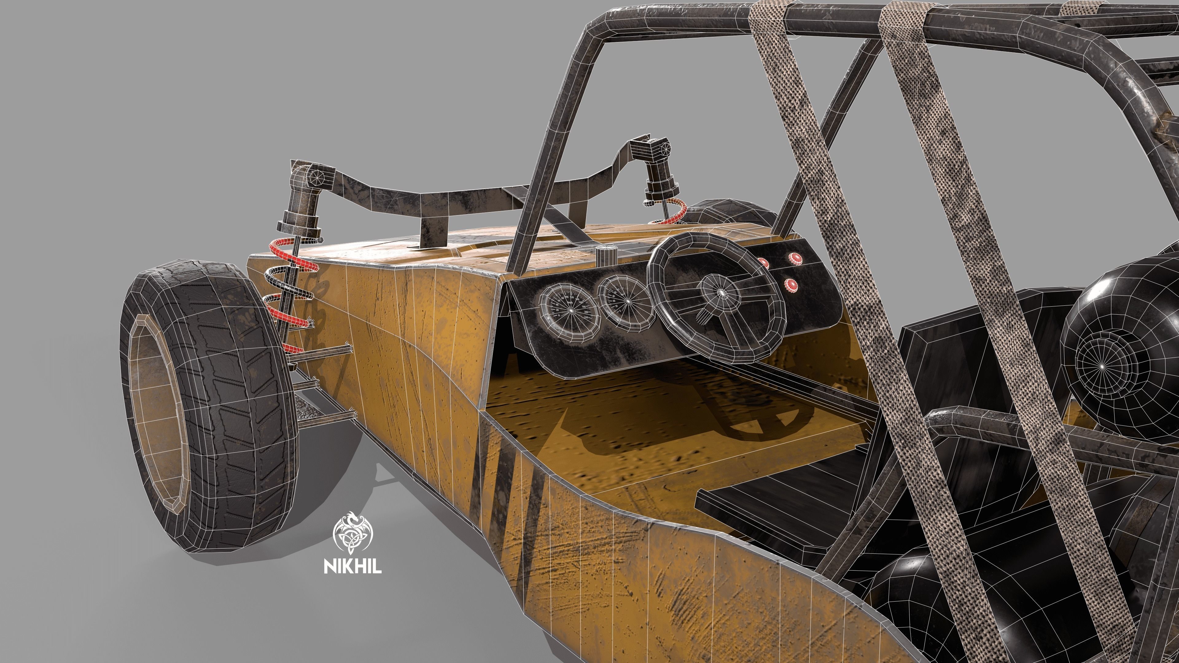 Buggy game ready asset Low-poly 3D model_5