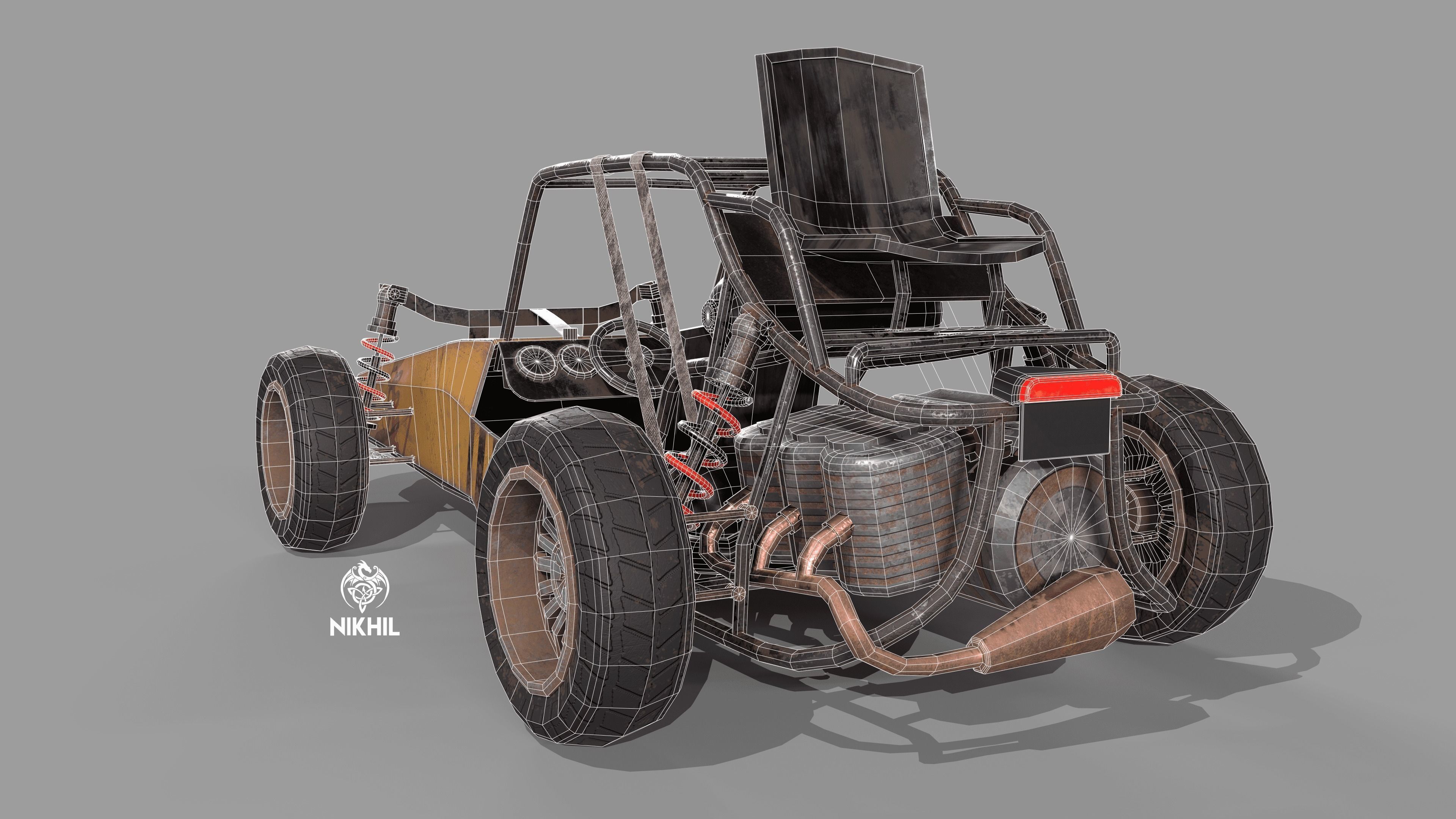 Buggy game ready asset Low-poly 3D model_3