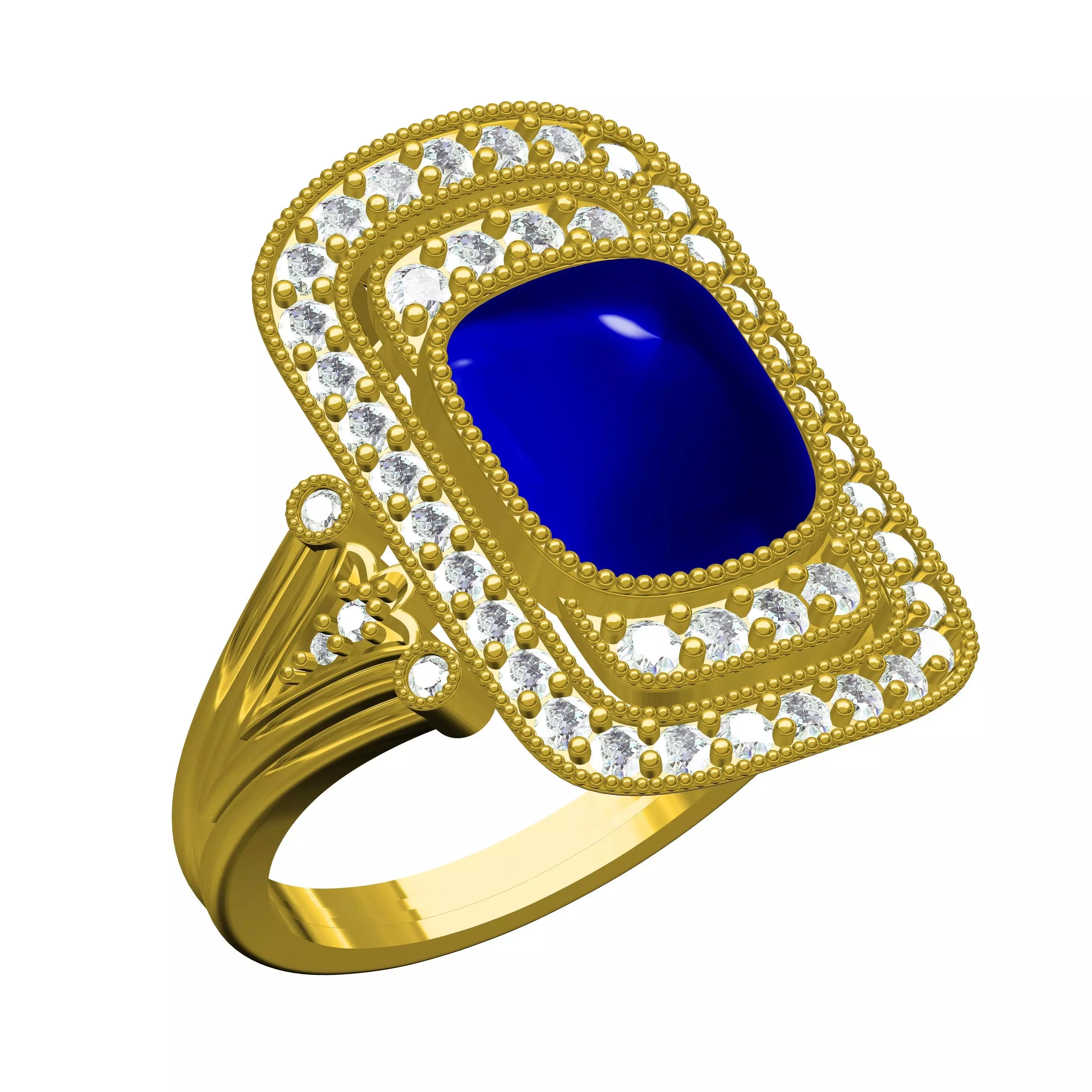 Antique Art Deco Sapphire Diamond Ring 3D print model