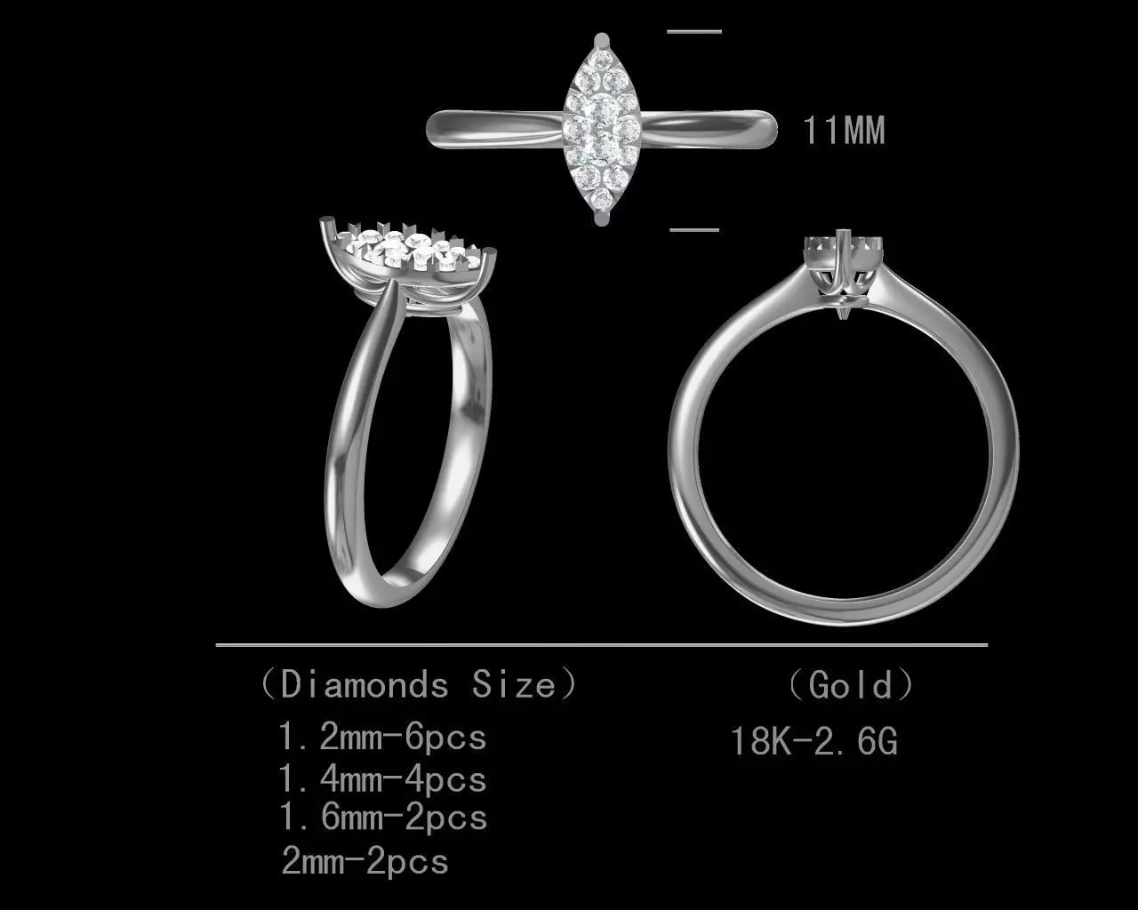 Simple engagement diamond ring for women Free 3D print model