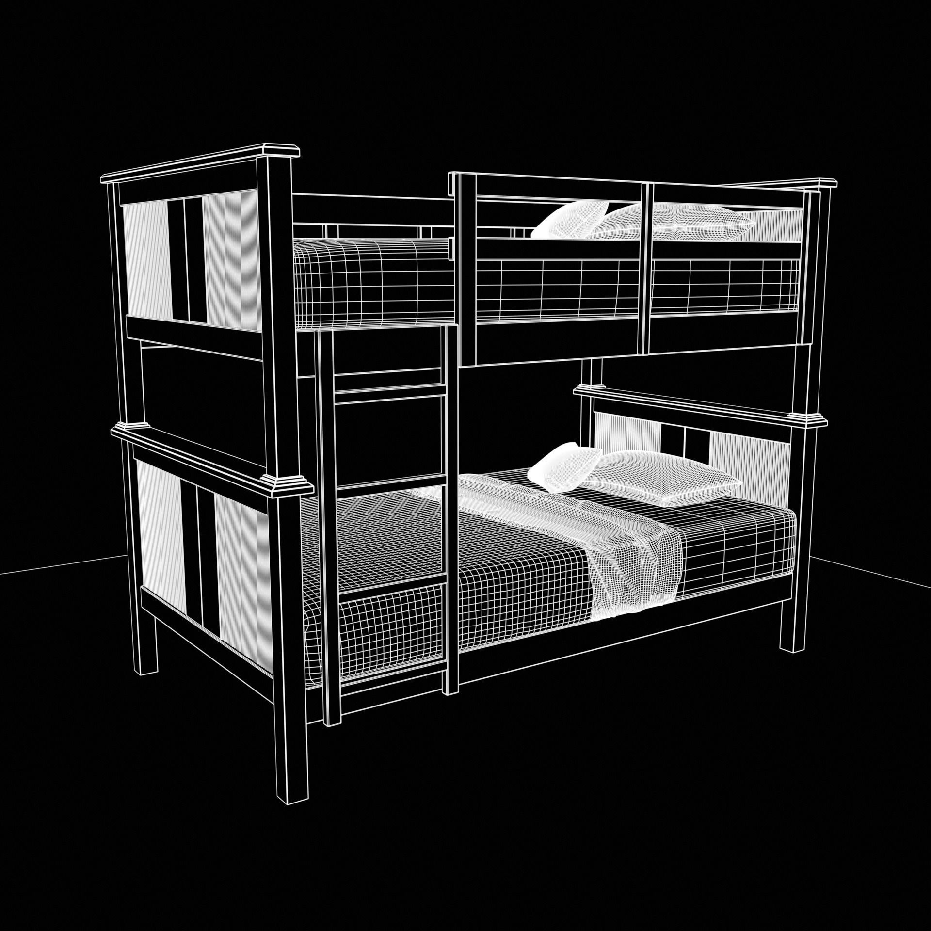 cgt bunk bed rustic wood Low-poly 3D model_11