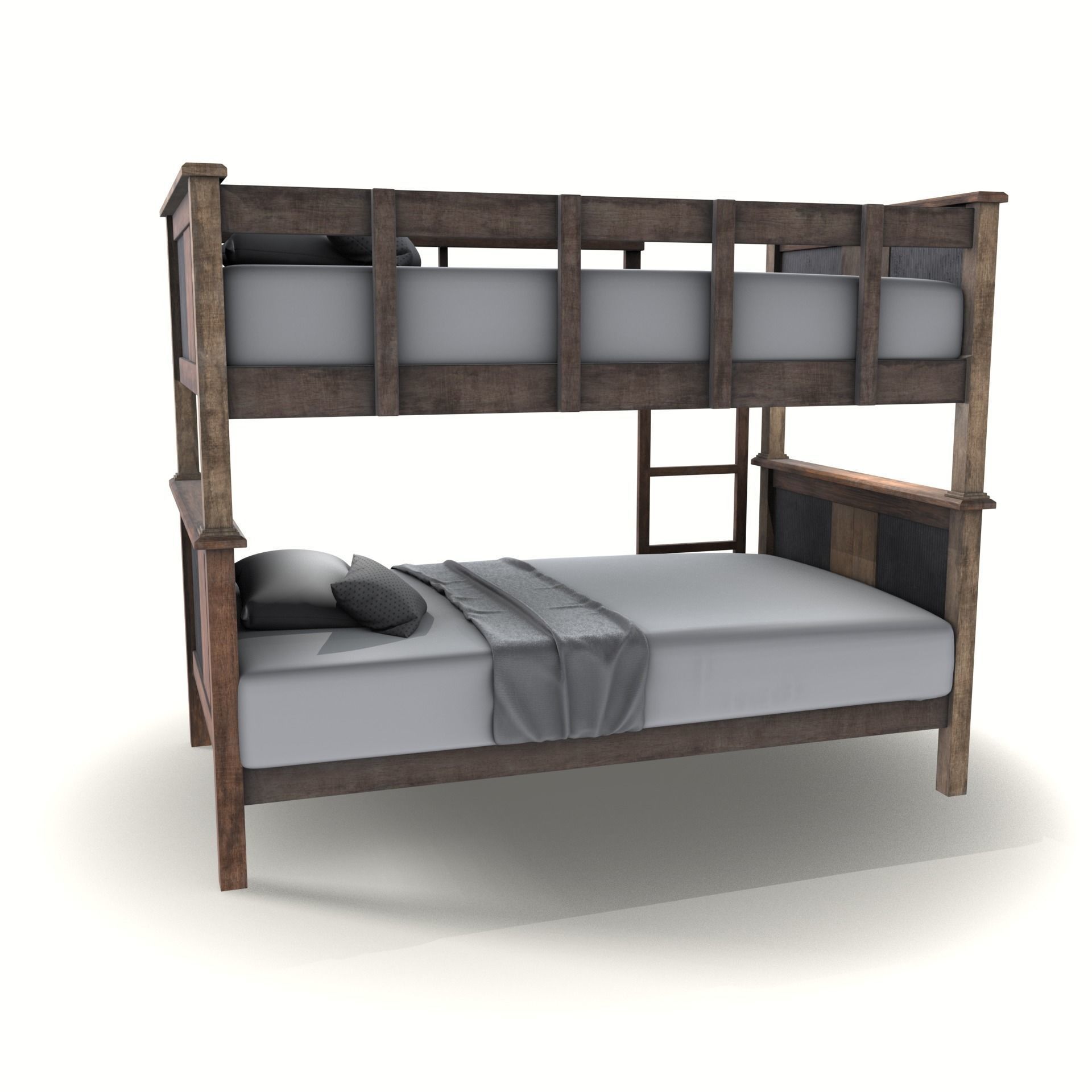 cgt bunk bed rustic wood Low-poly 3D model_6
