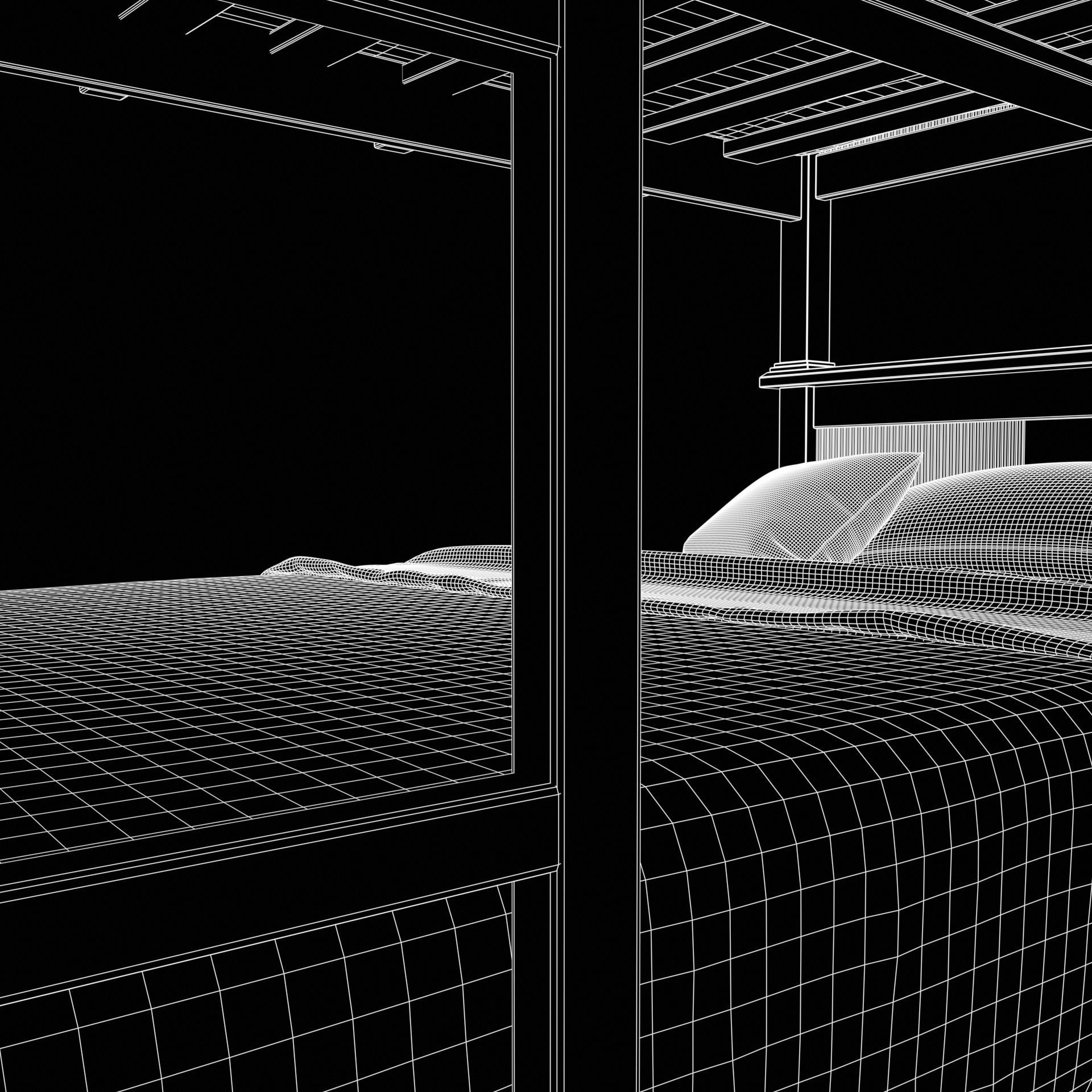 cgt bunk bed rustic wood Low-poly 3D model_14