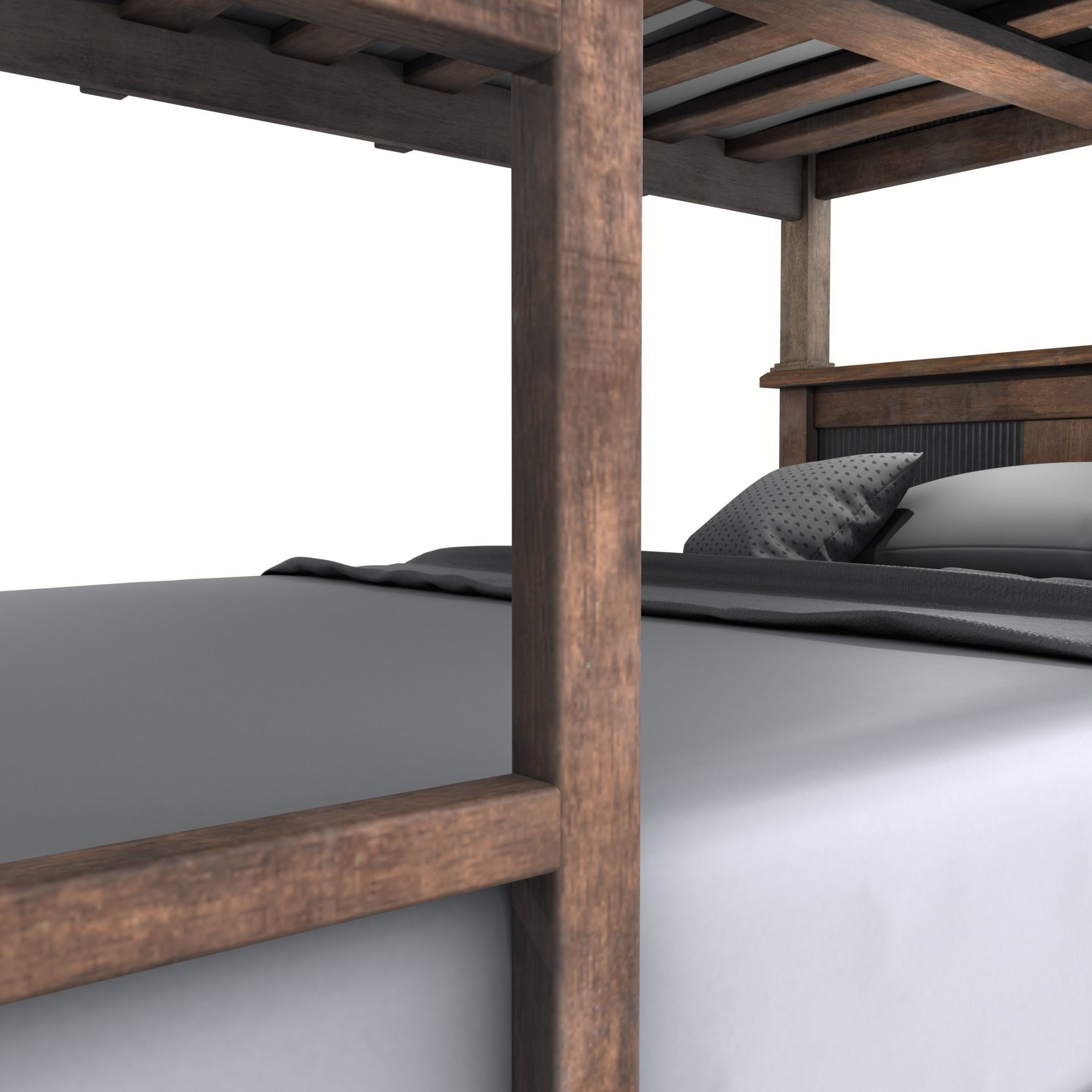cgt bunk bed rustic wood Low-poly 3D model_8