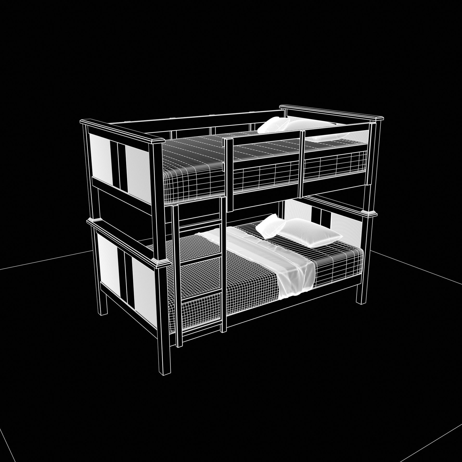 cgt bunk bed rustic wood Low-poly 3D model_17